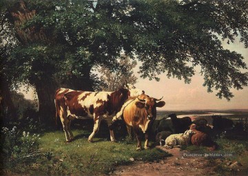 troupe Tableaux - troupeau sous les arbres 1864 paysage classique Ivan Ivanovitch